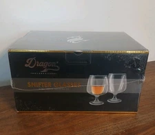 Dragon Glassware (2) 8oz Snifter Wiskey Glasses Barware Gift Box Set Unopened