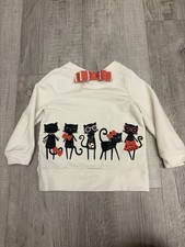Toddler Girl 12-18 Month Gymboree Sweatshirt Black Cats Pink Bows Long Sleeve