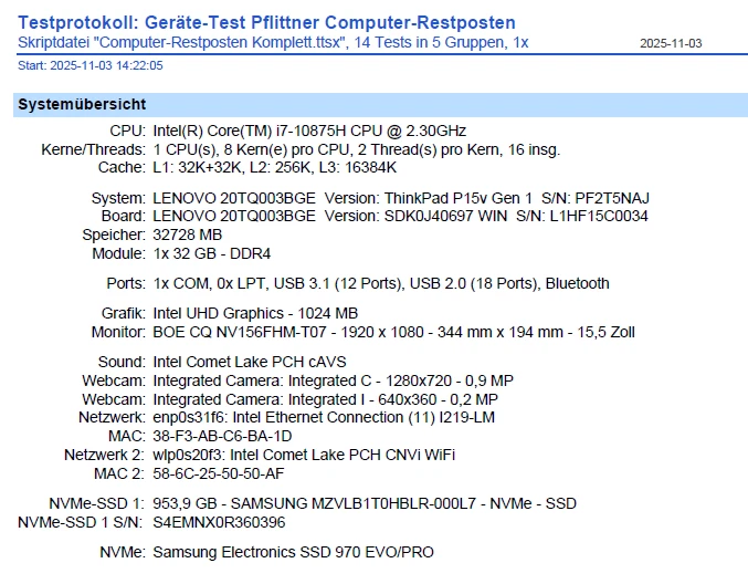 Lenovo ThinkPad P15v Gen1 G1 TOUCH i7-10875H 32GB 1-TB-SSD Cam BGE W11 Notebook - Bild 4 von 4