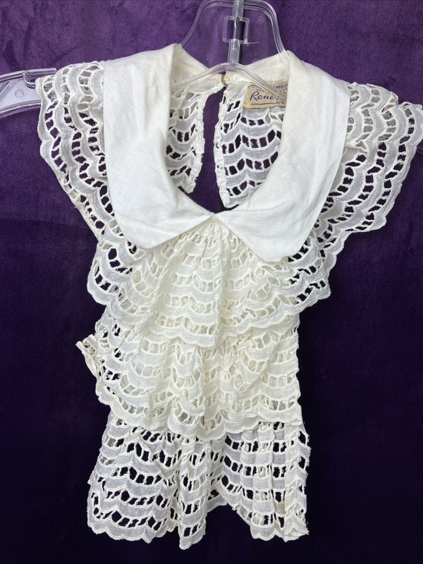Dtd 1935 Designed In Paris Lace Jabot Insert 4 Dress Dickey Blouse Dress