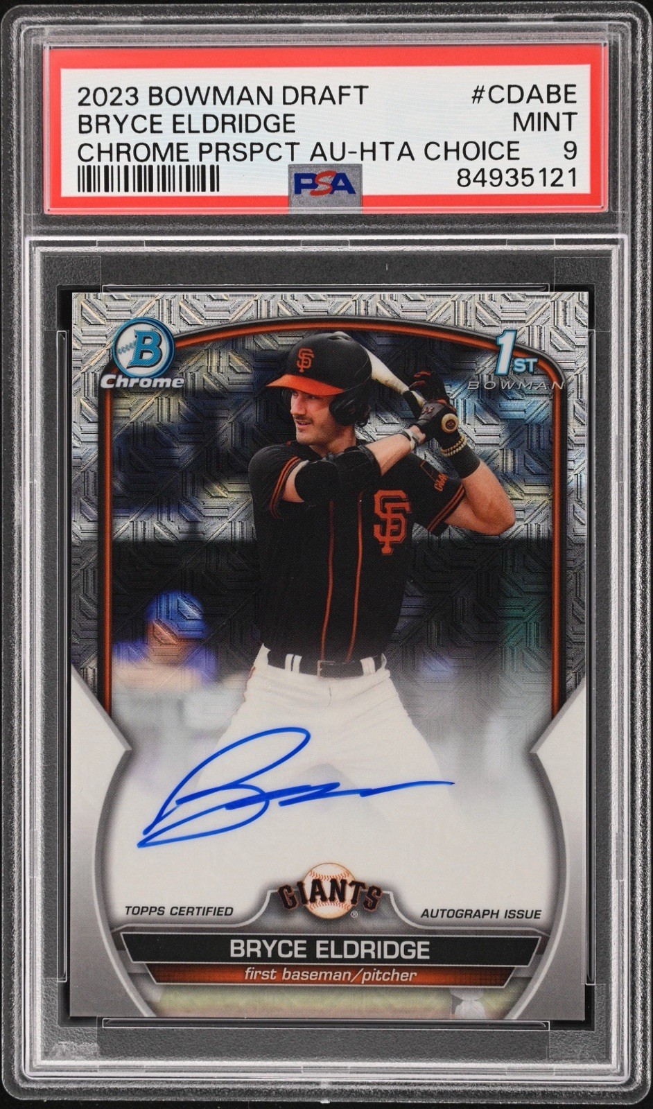 2023 Bowman Draft BRYCE ELDRIDGE #CDA-BE 1st Chrome Auto HTA Choice /150 PSA 9