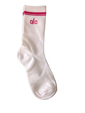 ALO Yoga White Socks 1 Pair: Unisex Half-Crew - One Size. cotton S/M/L