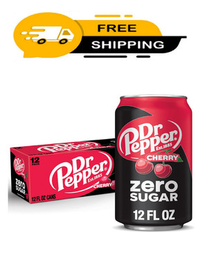 Dr Pepper Cherry Zero Sugar Soda, 12 fl oz cans, 12 pack 12 Fl Oz (Pack of 12) 