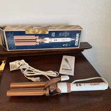 Conair Double Ceramic 3 Barrel Curling Iron, Hair Waver, Create Beachy Waves