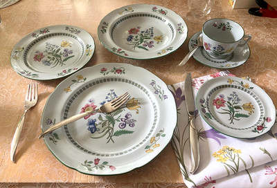 SPODE England SUMMER PALACE Fine Stone 6 Pc Dinner Place Setting Vtg 1972-1993