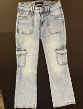 A ropostale Y2K inspired Mid Rise Flared Light Wash Cargo Pocket Jeans 0R