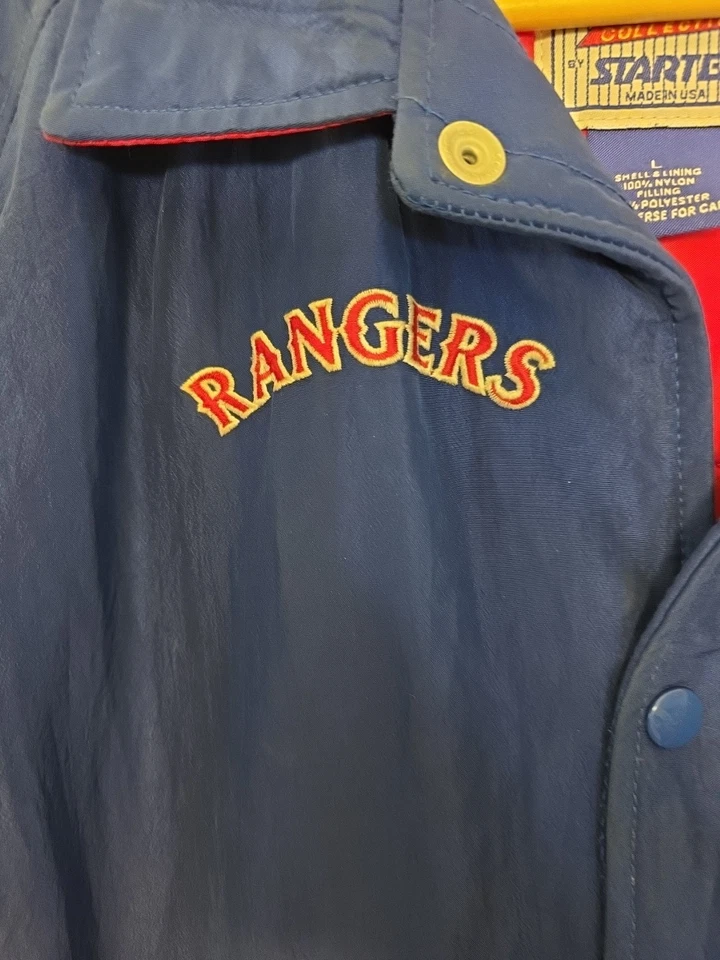 Chaqueta De Colección Texas Rangers MLB Starter Diamond Collect Talla L Roja Azul EE. UU. Bien Usada Foto 4 de 4