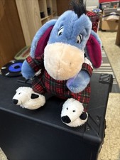 Disney Store Exclusive Winnie the Pooh Eeyore in pajamas with slippers plush NWT
