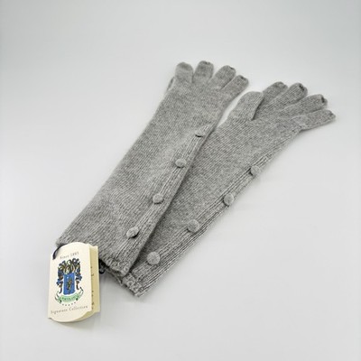 NWT PORTOLANO 100% Cashmere Cable Knit Light Heather Grey Gloves