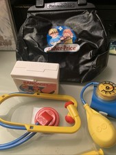 1987 Vintage Fisher Price Medical Kit Doctor or Nurse Bag Play Set