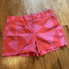 Ann Taylor LOFT Pink and Red Geometric Linen Blend The Riviera Shorts - 8