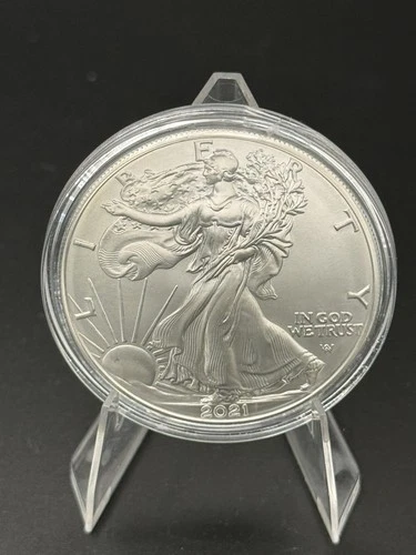 2021 1 oz American Silver Eagle Coin (BU, Type 2) 0.999 Fineness In Capsule