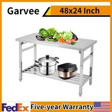 📶48 x 24 Inch Stainless Steel Folding Table for Prep & Work NSF Commercial Sh