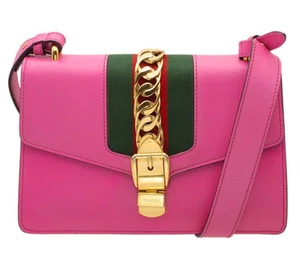 Gucci Sylvy petit sac à bandoulière en cuir 2 voies rose or quincaillerie Italie