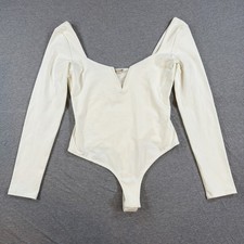 Intimately Free People Zoe V Wire Bodysuit Womens M Small Stretch Long Sleeve