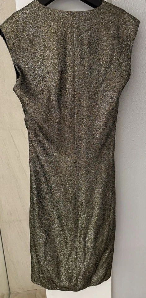 LANVIN Paris Women Gold Satin Dress - Size UK10 - EU38 - Excellent Condition - Image 4 of 4