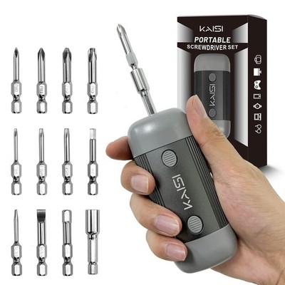 12-in-1 Multi Bit Screwdriver Set: Phillips, Flat, Torx, Hex, Nut Driver