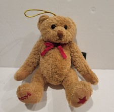 Macy's New York By Gund Jointed Teddy Bear 7  New Red Ribbon Ornament Hanger