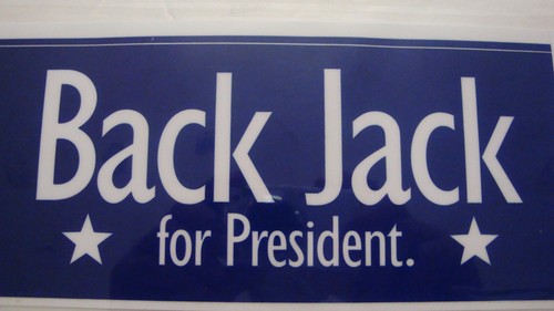 JACK-IN-THE-BOX, VINTAGE STOßSTANGE AUFKLEBER RÜCKSEITE + ""I VOTED FOR JACK"" KARTE - Bild 4 von 8