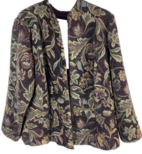 Dressbarn Blazer Jacket Women's Size 16w Brocade Fall Browns Long Sleeve