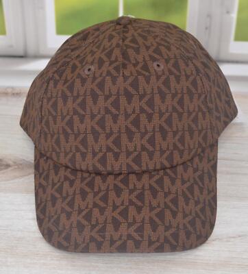 New Michael Kors Signature MK Logo Canvas Baseball Cap Hat One