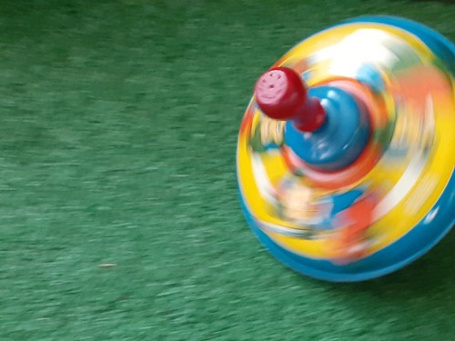 VTG Ohio Art Metal Spinning Top Toy Baseball Bears Works 10” Tin Toy/Wood Handle - Picture 6 of 11