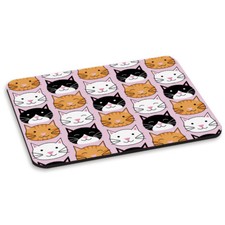 Cat FACES PATTERN PC COMPUTER MOUSE MAT PAD - Animal Kitten Cat Lady Funny