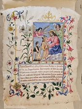 Oil on silk painting for priesthood Luigi Benni Anno 1914 