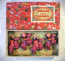 Vintage Boxed Set of Cowboys  Indians -- Celluloid - Japan