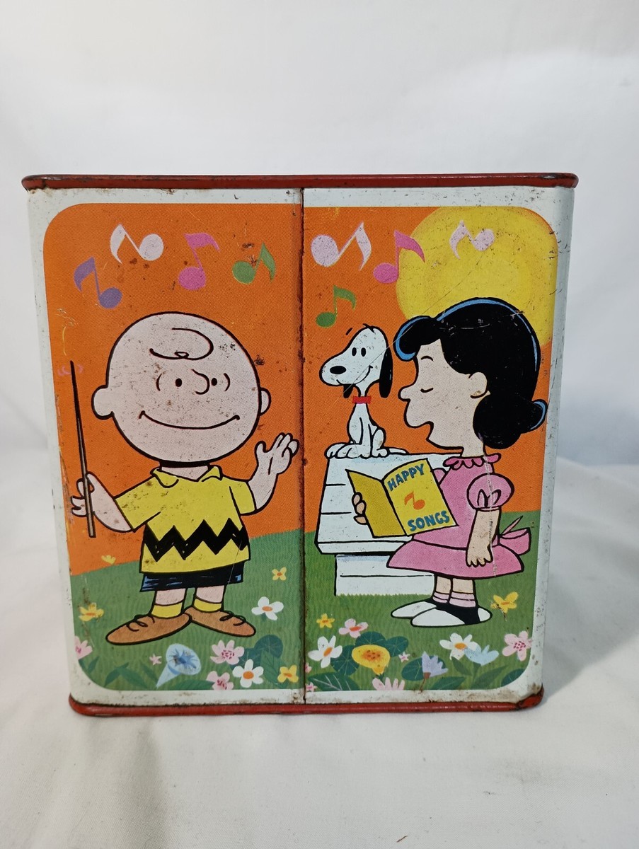 Vintage Snoopy Peanuts Jack In The Box Tin Toy 1953 See