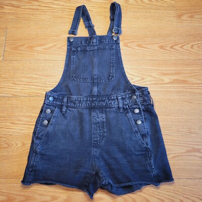 Madewell Women's Adirondack Black Denim Overall Shorts Size Small
