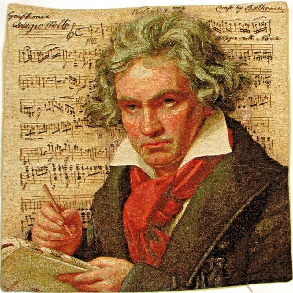 18" 45CM FAMOUS COMPOSERS "BEETHOVEN" BELGIAN TAPESTRY CUSHION COVER, ZIP, 1830 - Image 2 of 4