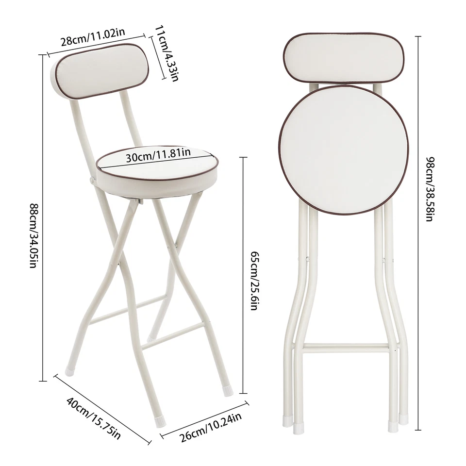 Bar Stool Folding Padded Seat Pu Cushion Barstool For Indoor Restaurant Cafe - Image 2 of 4