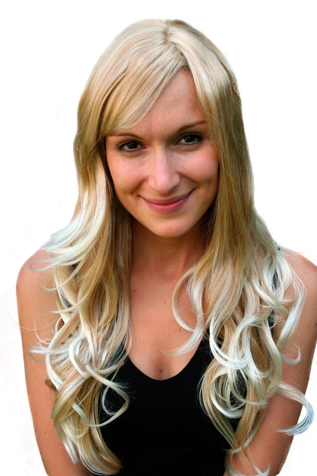 WIG ME UP Perücke NATÜRLICH BLOND lang leicht gewellt Perrücke Scheitel 65 cm 9204S-27T613