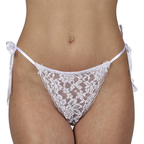 Sexy Black White Red Lace Thong Knickers Lingerie Tie Up Sides Size 10 12 14 16 - Picture 11 of 19
