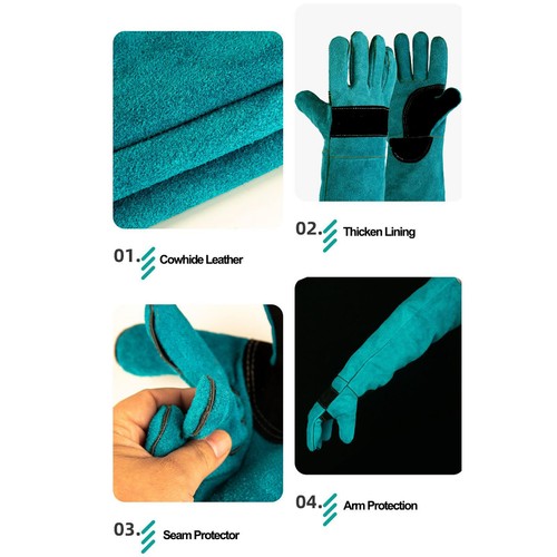 Animal Handling Anti Bite Gloves Training Cat Dog Pet Leather Safety Protective - Picture 10 of 13