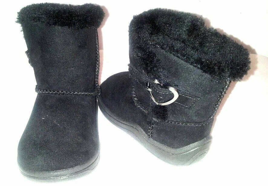 Botín para niños pequeños bebé/niño pequeño talla "2" "5" NEGRO PREMIUM cómodo forrado de piel Foto 2 de 3
