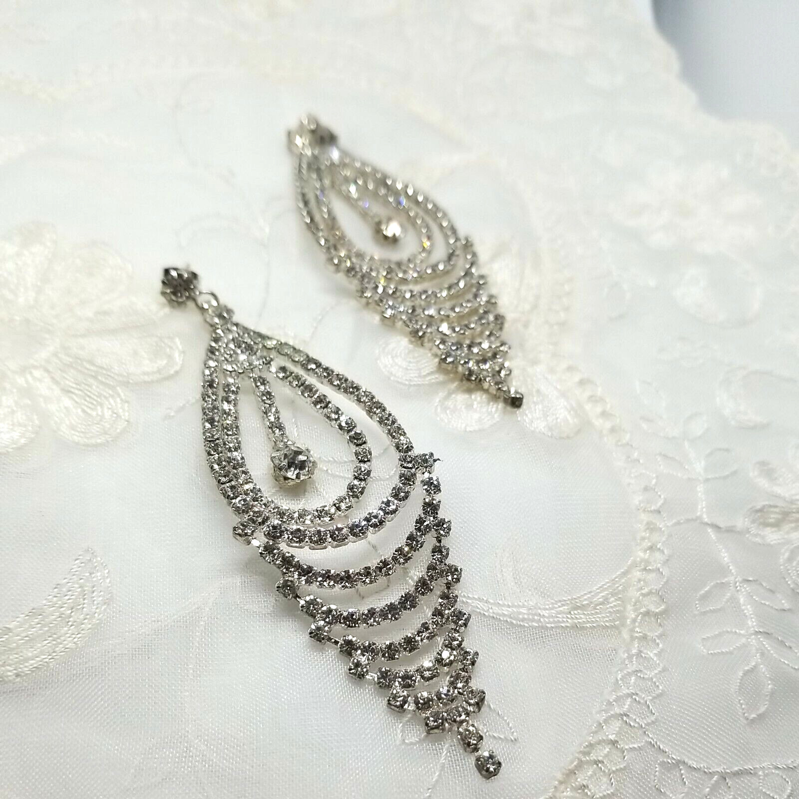 BEAUTIFUL LARGE DANGLE HANGING MULTI LAYERED RHIN… - image 6