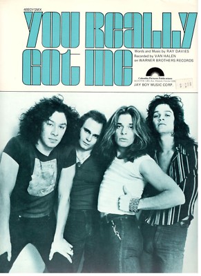 VAN HALEN ''YOU REALLY GOT ME'' SHEET MUSIC-EXTREMELY RARE-BRAND NEW ON SALE-P/V/C