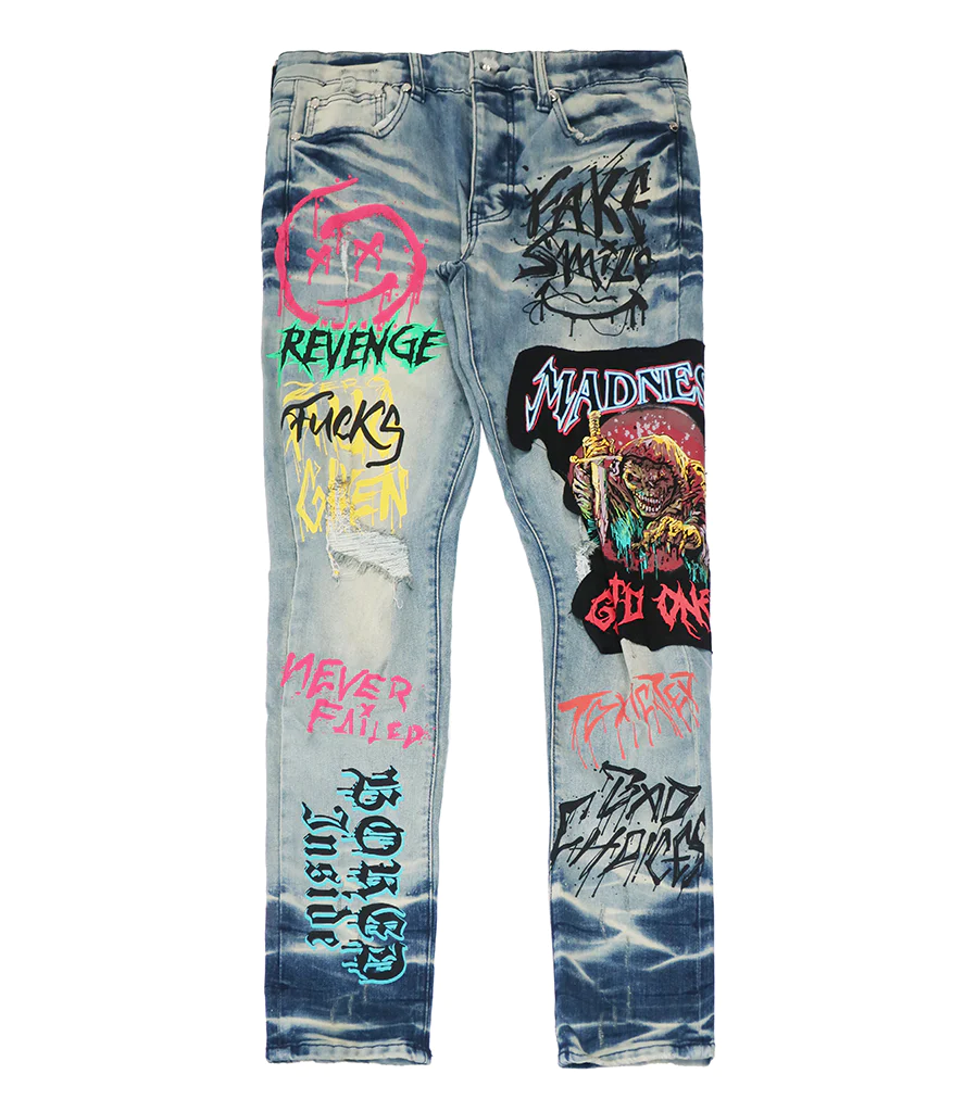 GFTD LA Los Angeles Men's Ozz Skinny Fit Painted Details