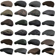 WF Herringbone Ivy Hat Wool Stripe Gatsby Cap Golf Driving Flat Cabbie Newsboy