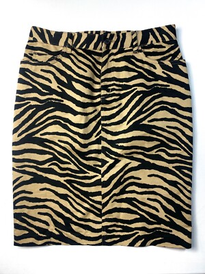 Ralph Lauren Zebra Animal Print Pencil Jean Skirt Sz