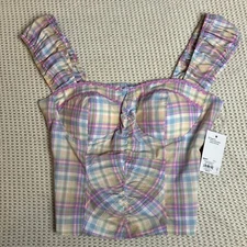 So Good For Life Pastel Plaid Bustier Corset Top Size Small NWT
