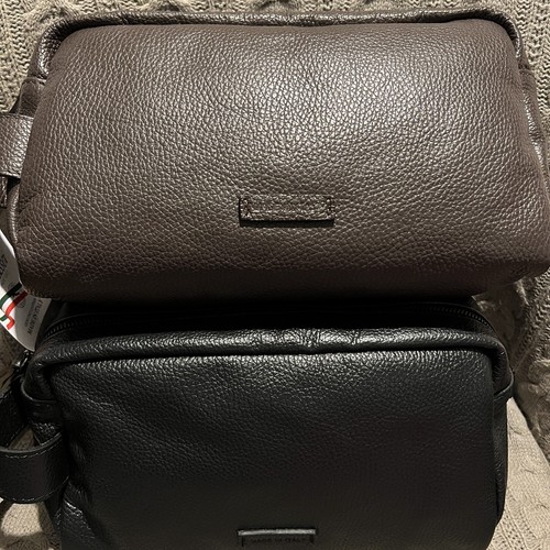 NEW MASSEI SIMON LUXURY LEATHER BLACK&TAN DOPP KIT HANDMADE ITALIAN🇮🇹POCKETS - Picture 17 of 18