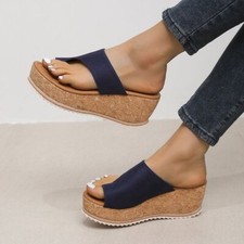 Women Slip On Open Toe Mules Wedge Slide Sandals Slippers Orthopedic Wedge Heel