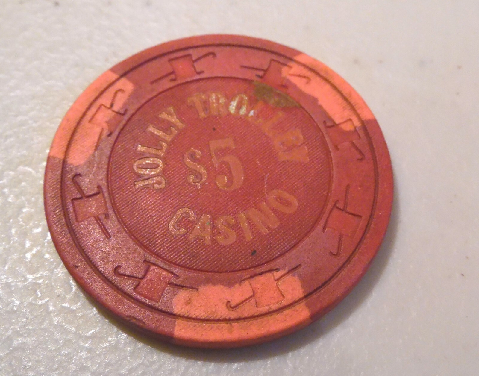 CASINO CHIP 5. JOLLY TROLLEY LAS VEGAS NEVADA USED eBay