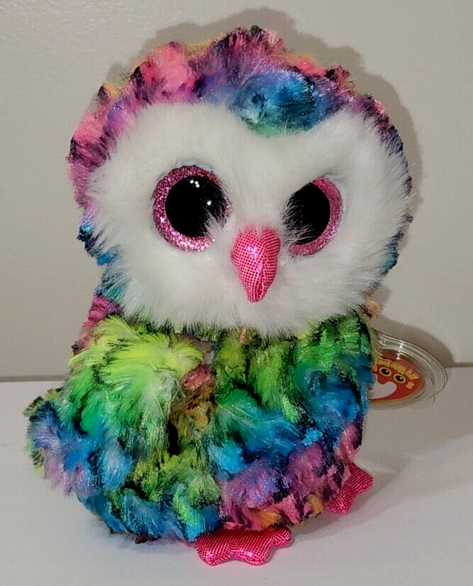 Ty Beanie Boos OWEN the Rainbow Owl (1st Version) 6