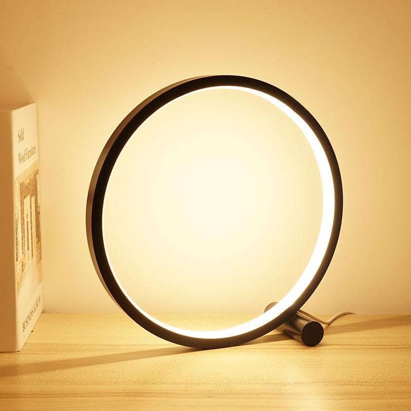 Modern Round Medium LED Multicolor Touch Table Lamp with USB in Durable Plastic Design-image