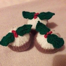 Hand knitted Christmas Puddings X 3