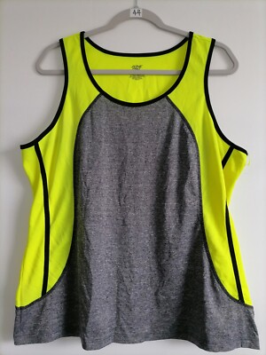 Zone Pro Women's Green & Gray Scoop Neck Athleisure Tank Top Plus Size 1X